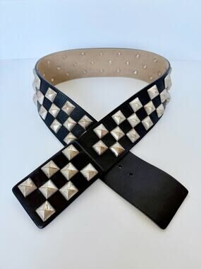 Streets Ahead Studded Leather Roger Belt Black Silver Small